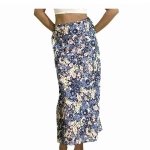 Floral Blue Midi Skirt